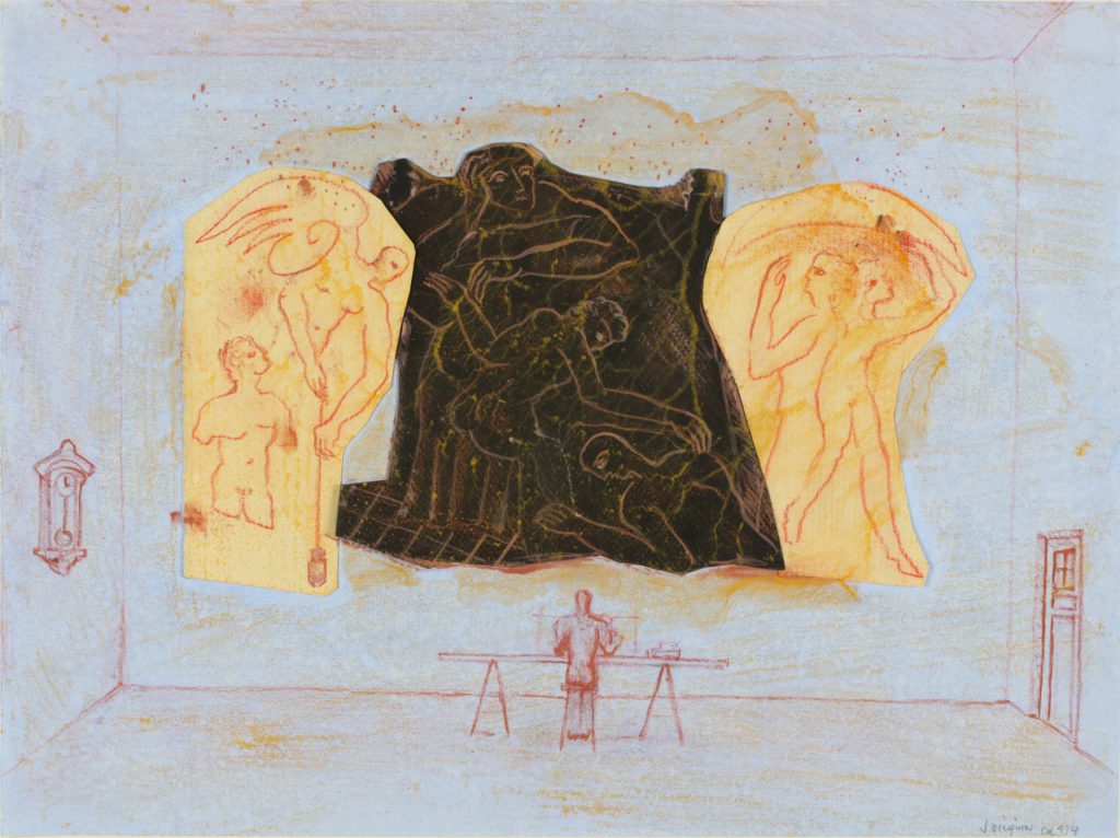 De Gedacht (The Thought), 2021, Collage on pre-prepared paper, 34,5 x 46 cm