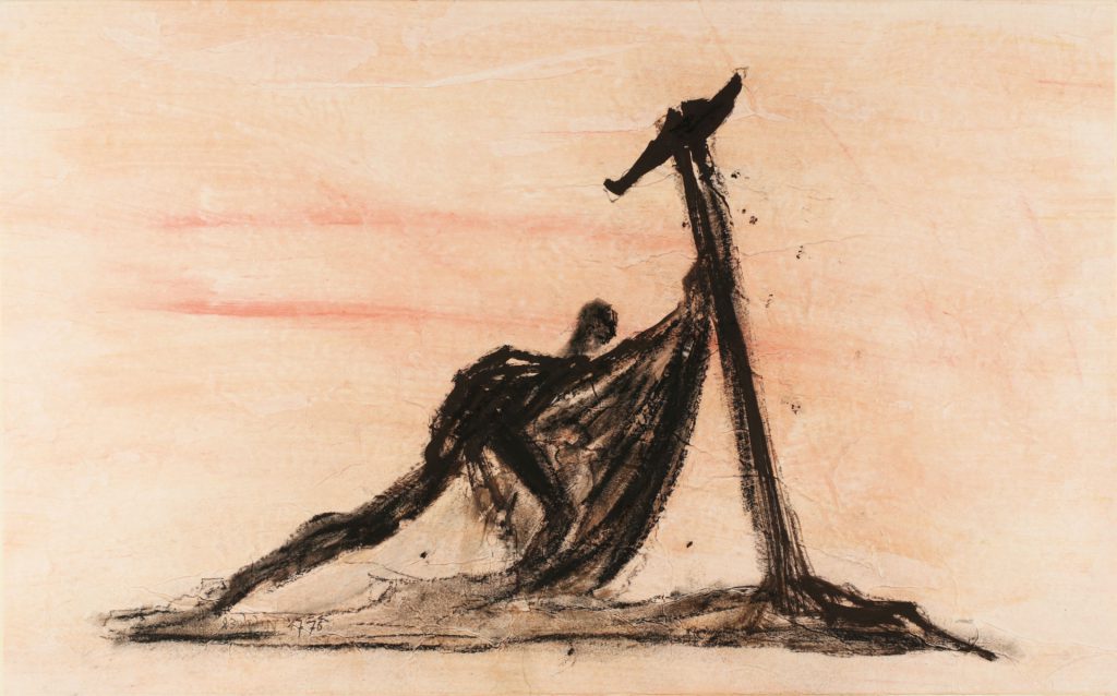 Sisyphus, 2021, charcoal on paper, 41,5 x 66 cm