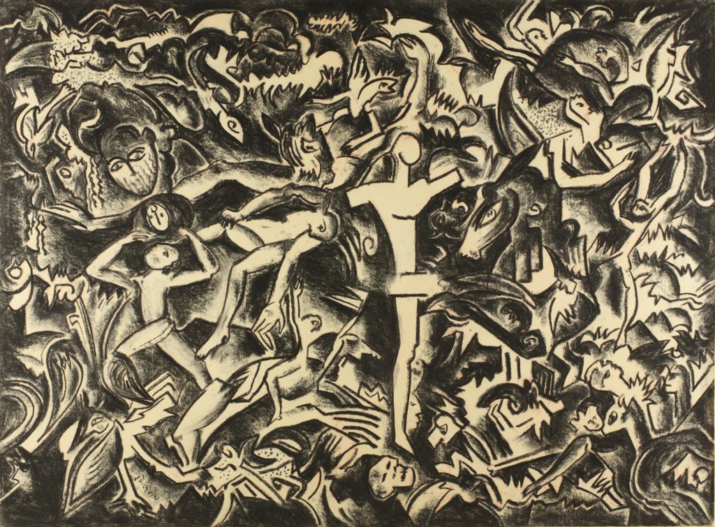 Zonder Titel (Untitled), 2021, charcoal on paper, 76 x 101 cm