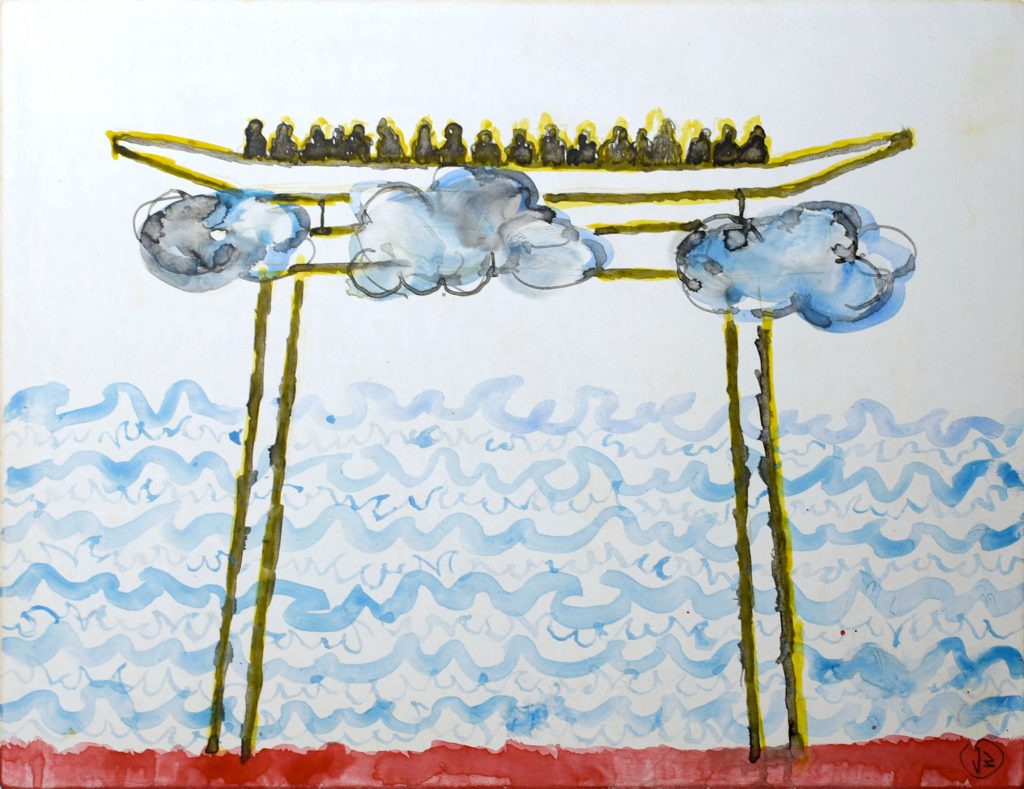 Ontwerp voor de schilderij: De Boot in de Lucht (Study: The Boat in the Sky), 2018, watercolor on paper, 20,5 x 27 cm