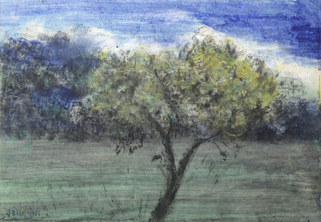 De Eenzame Boom (The Lonely Tree), 2020, mixed media on paper,  20,5 x 29 cm