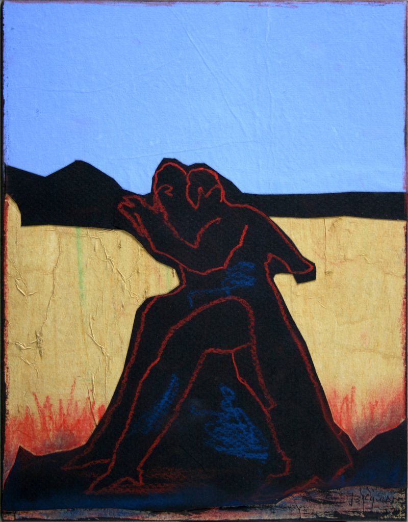 De Stap (The Step), 2016, mixed media on paper,  22,5 x 18 cm 