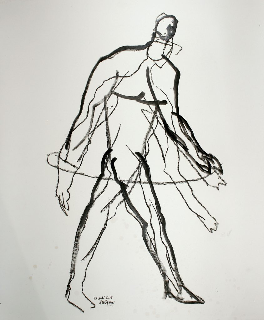 De Aarzeling 1 (The Hesitation 1), 2015 , mixed media on paper,  125 x 103 cm