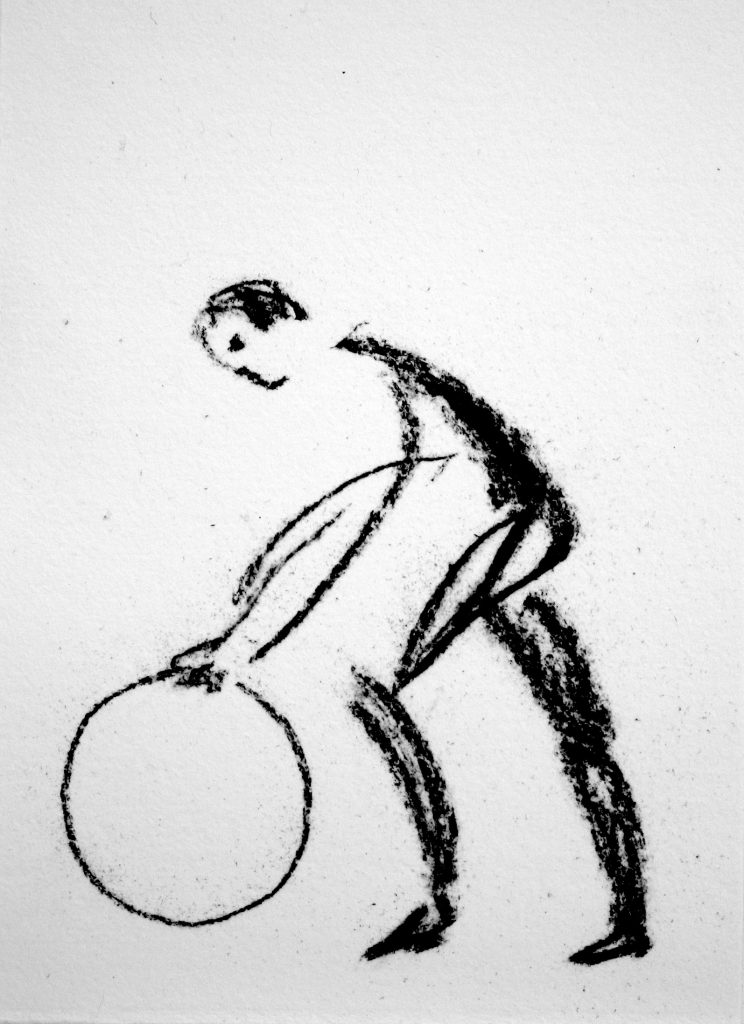 Mens en Cirkel (Man and Circle), 2019, charcoal on paper, 21,5 x 15 cm
