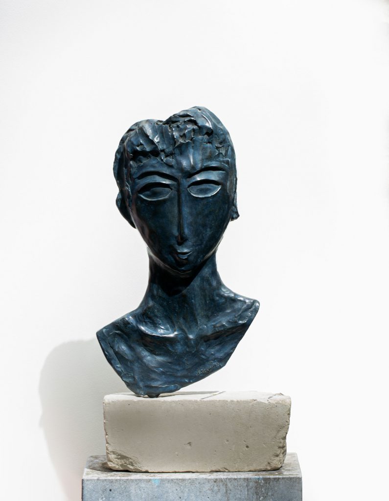 Jongeling (Youngster), 2001, bronze and sandstone, 46,5 x 25 x 9,5 cm (base 40 x 22 x 6 cm)