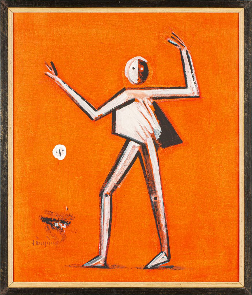 Het toeval tekent de lijn (Chance creates the line), 2021, mixed media on canvas, 60 x 50 cm
