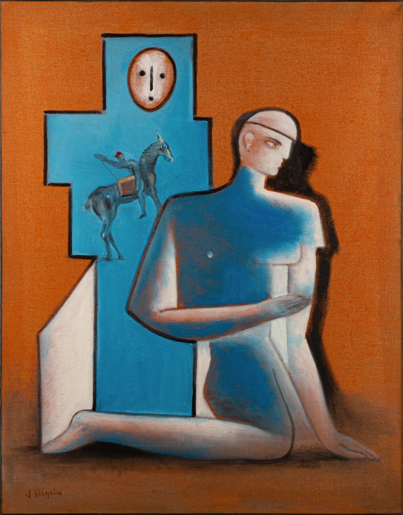 Het toeval tekent de lijn (Chance creates the line), 2021, mixed media on canvas, 50 x 60 cm