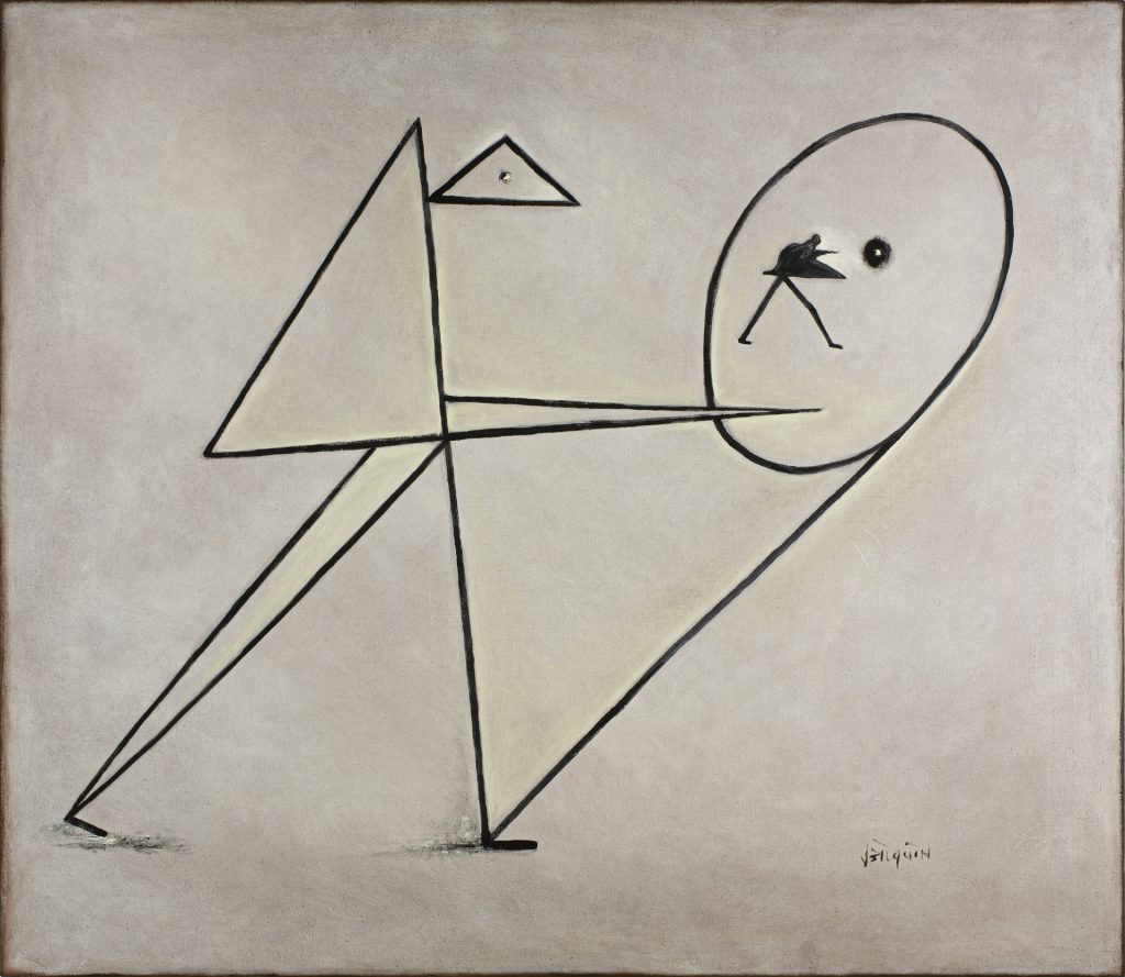 Het toeval tekent de lijn (Chance creates the line), 2021, mixed media on canvas, 120 x 140 cm