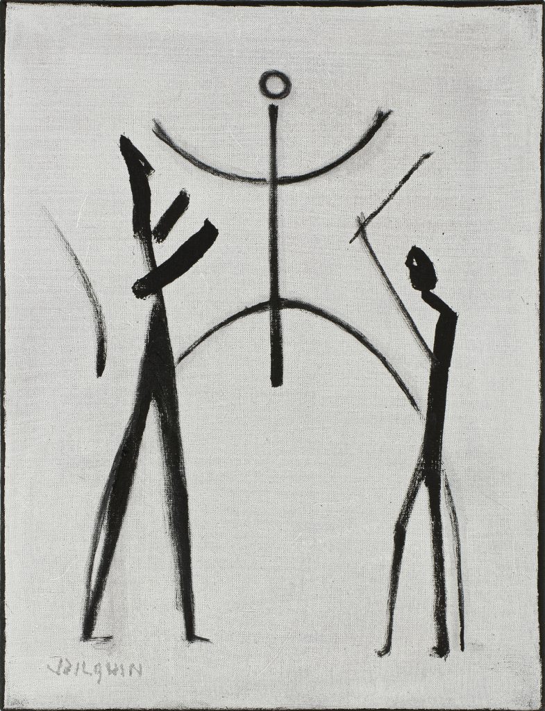 Het toeval tekent de lijn (Chance creates the line), 2022, mixed media on canvas, 30 x 40 cm