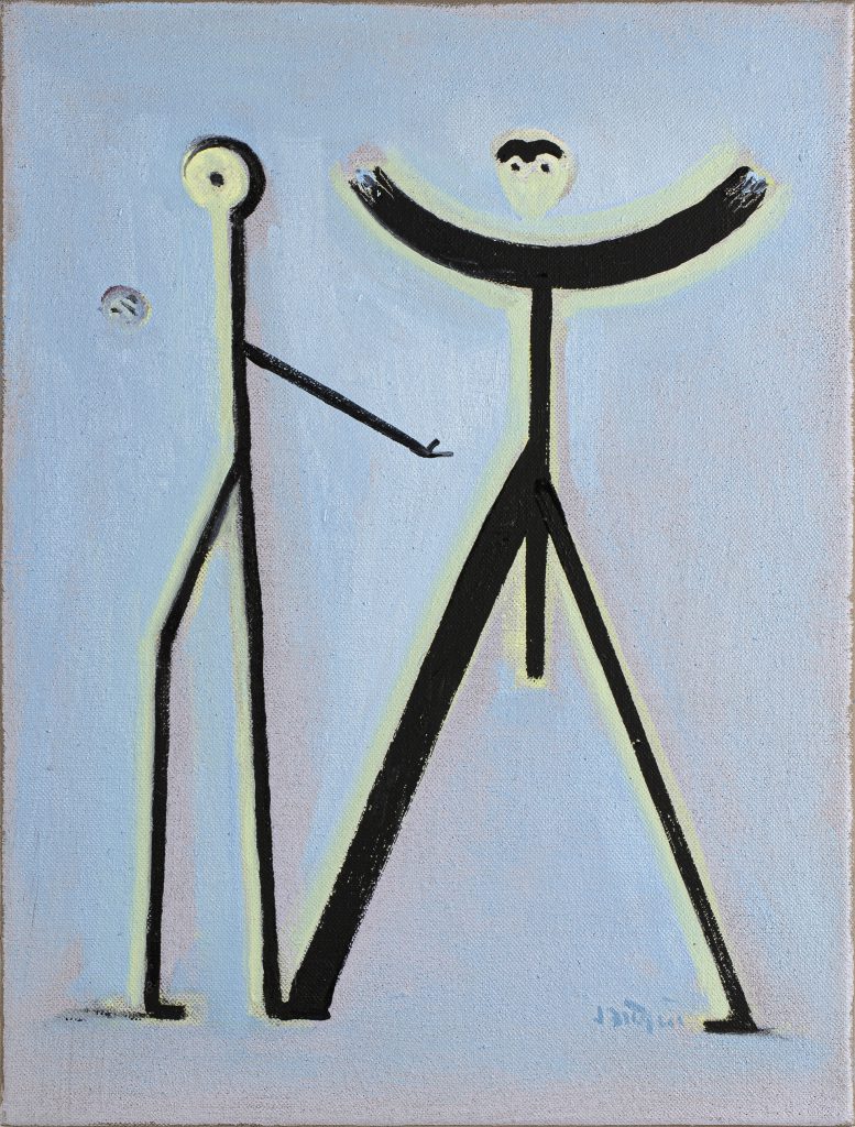 Het toeval tekent de lijn (Chance creates the line), 2022, mixed media on canvas, 40 x 30 cm