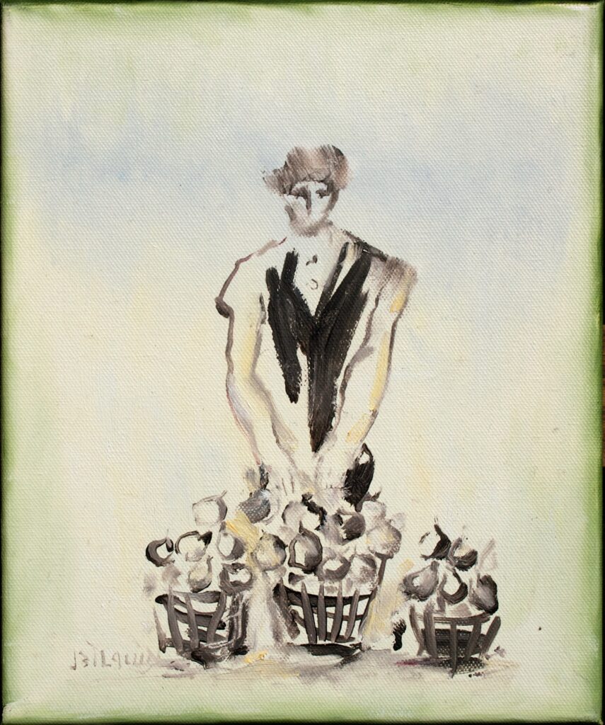 De Fruitverkoper (The Fruit Seller), 2018, acrylic on canvas, 30 x 25 cm