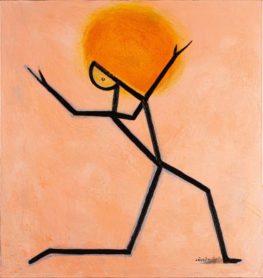 De zon (The sun), 2022, mixed media on canvas, 90 x 85 cm